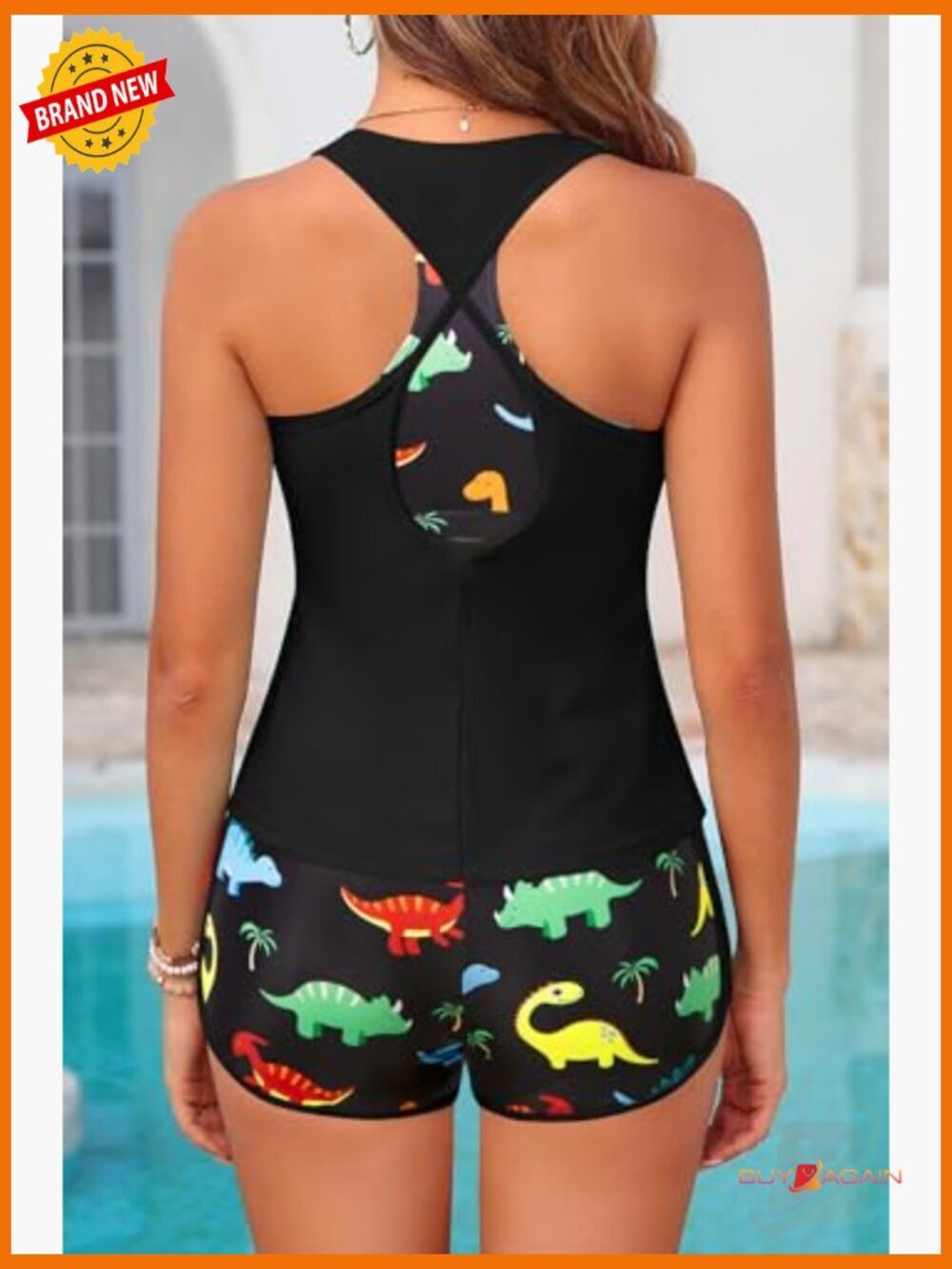 3 Piece Tankini Swimsuit with Boyshorts Athletic Swimwear - Picture 3 of 7